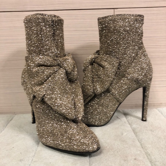 Giuseppe Zanotti Silver Sock Bootie with Bow - Picture 1 of 5